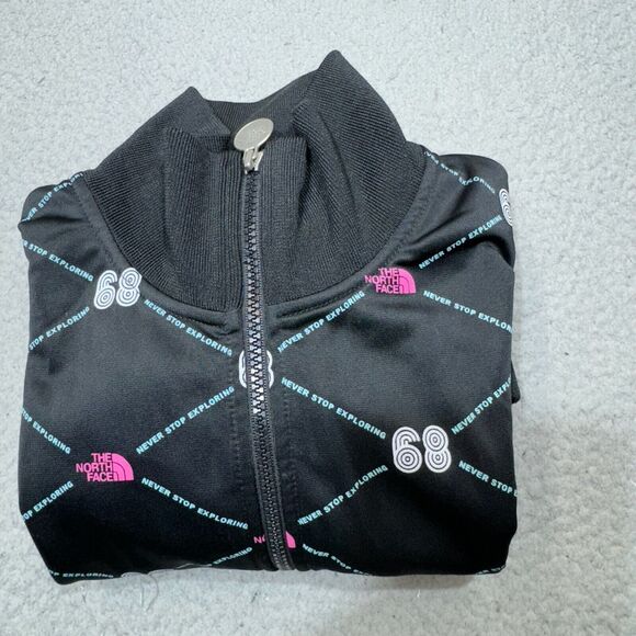 North‎ Face Jacket Womens Large Black Full Zip 68 All Over Print Track Retro TNF - Picture 1 of 13